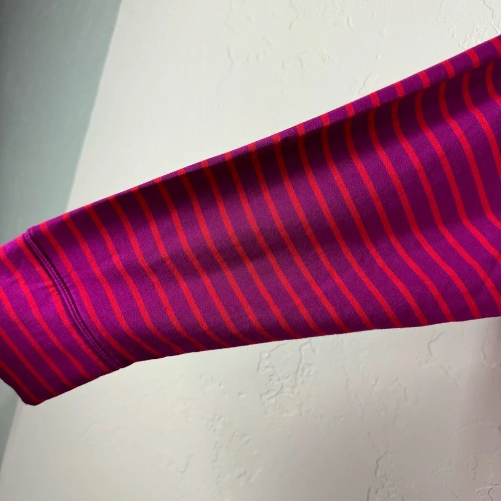 Gap Hoodie Cloud Light Pullover Sweatshirt Knit Striped Purple Red Jersey Fabric - Picture 5 of 8